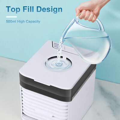 4 In 1  Mini Portable Air Cooler Fan, Humidifier, Air Purifier, Aroma Diffuser