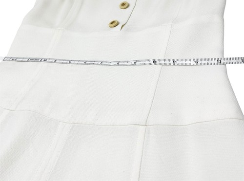 CHANEL Vintage 94P CC Logo Sleeveless Dress #36 Button Zip Cream Gold Wool - Picture 10 of 12
