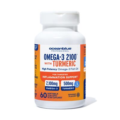 Oceanblue Professional Omega-3 2100 with Turmeric - 60 Count - Triple Strengt...