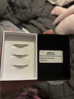 Bomb party brand new Luxe layer rings 3 stack size 6 Smokey Topaz Cubic Zirconia