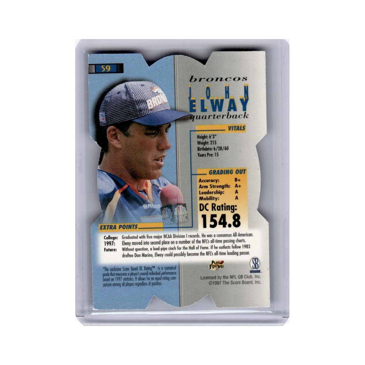 John Elway 1997 Pro Line DC III #59 Denver Broncos Football Card