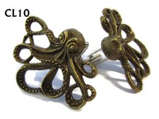 steampunk jewellery cufflinks bronze octopus kraken pirate Black Sails #CL10