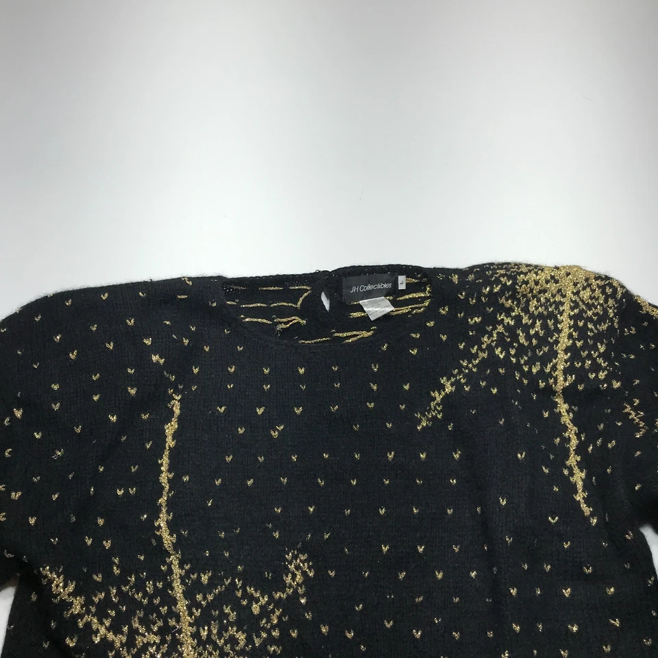 Suéter JH Collectibles Mujer Grande Negro Dorado Corazones Angora Mezcla Lana de Cordero Foto 3 de 4
