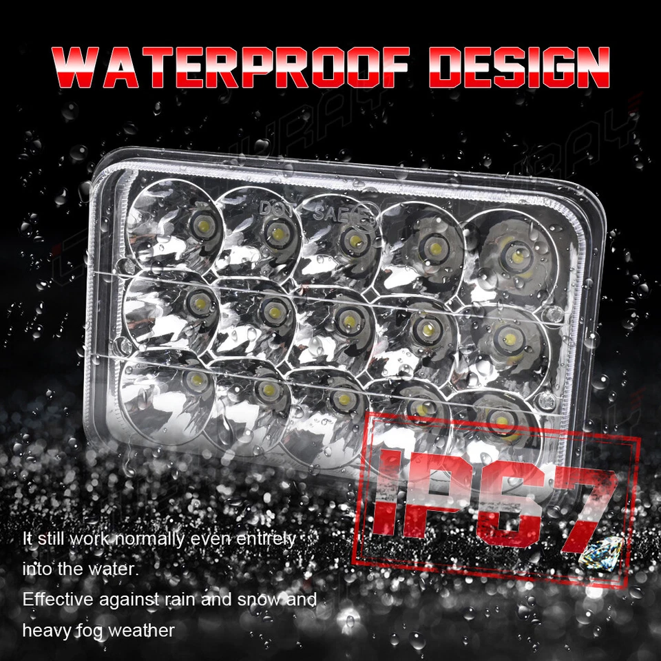 Fit GMC W3500 W4500 W5500 dianteiro 4x6 polegadas faróis de LED feixe Hi/Lo DOT X4 - Imagem 2 de 4