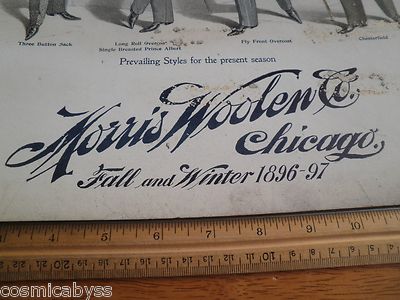 1896-97 Mens Fashion suit Salesman Sample page Morris Woolen