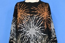 vtg 80s METALLIC FIREWORKS SILVER GOLD COPPER PULLOVER SWEATER WOMEN'S LARGE L