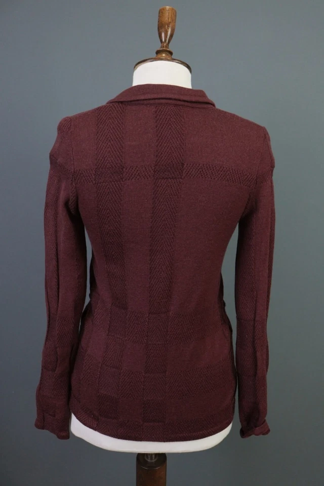 BURBERRY LONDON бордовый мериносовой шерсти шелк вязаный блейзер куртка размер XS - Изображение 4 из 4