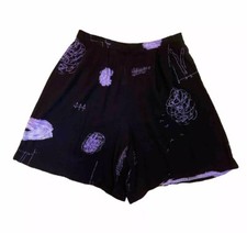 Sharon Anthoney Vintage Rayon Shorts 80s Line Work Design- Elastic- Art Print