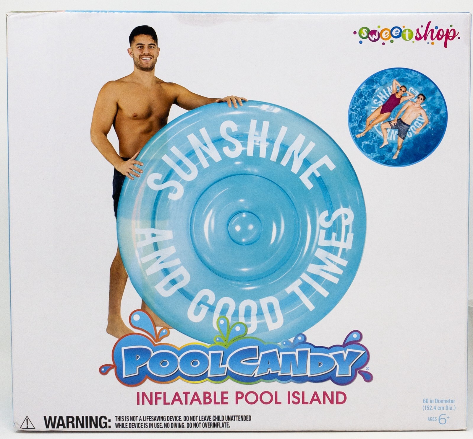Sunshine & Good Times Pool Candy Inflatable Pool Island Circular Float ...