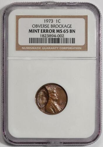 1973 NGC MS65 Brockage By Off Center Cent Mint Error Unique Eye Appeal Very Rare - Picture 3 of 4