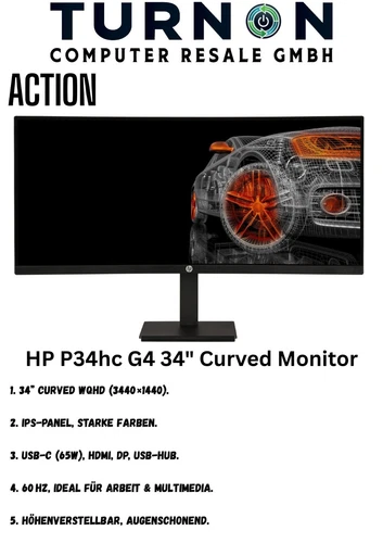 HP P34hc G4 34" Curved Monitor
