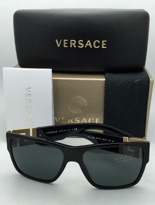 New VERSACE Sunglasses VE 4296 GB1/87 59-16 145 Black & Gold