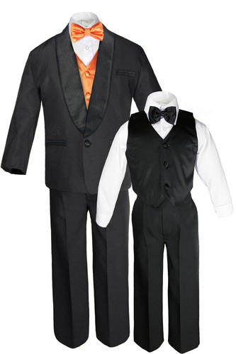 7pcs Boy Satin Shawl Lapel Suits Tuxedo choose color Vest Sets Outfits S-8 - Picture 13 of 50