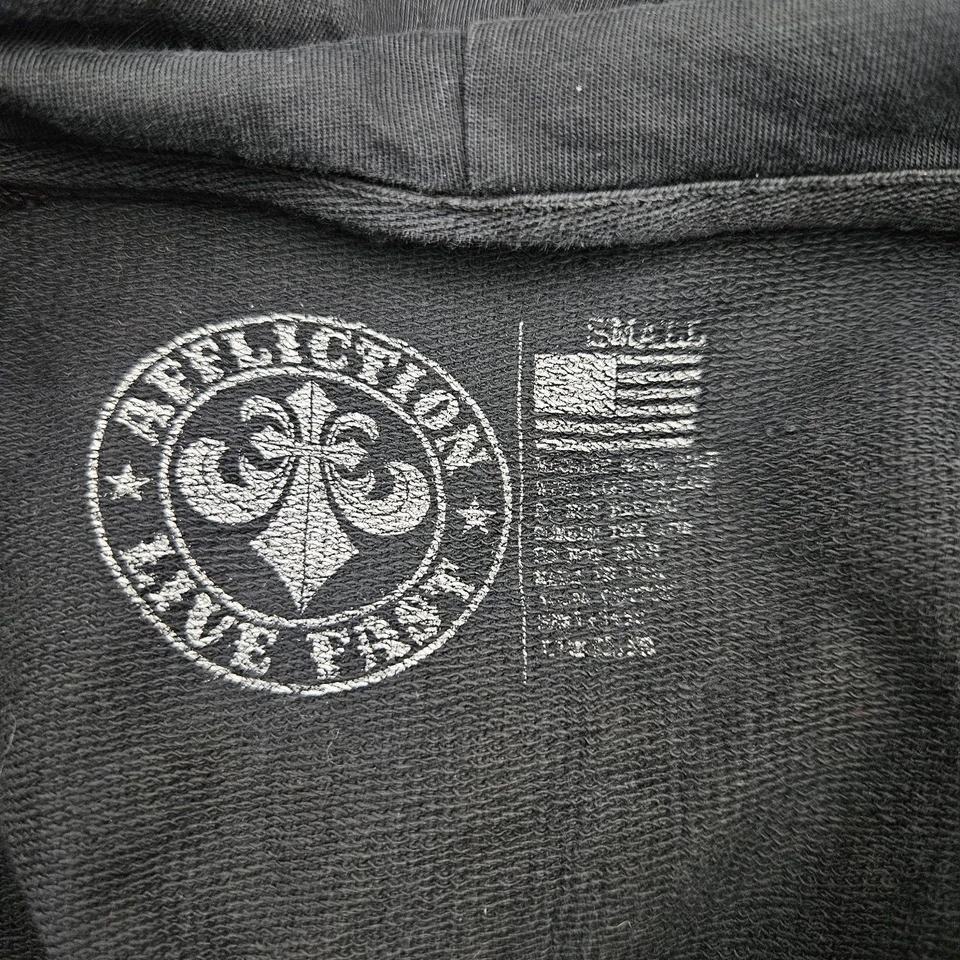 Sudadera con Capucha Americana Affliction Para Mujer S Metal Rock N Roll Forever Encaje Manga Larga Foto 3 de 4