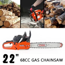22" 68CC Gasoline Chainsaw Cutting Wood Gas Sawing Aluminum Crankcase Chain Saw.