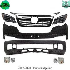 Front Bumper Cover Paintable & Grille Assembly Kit For 2017-2020 Honda Ridgeline