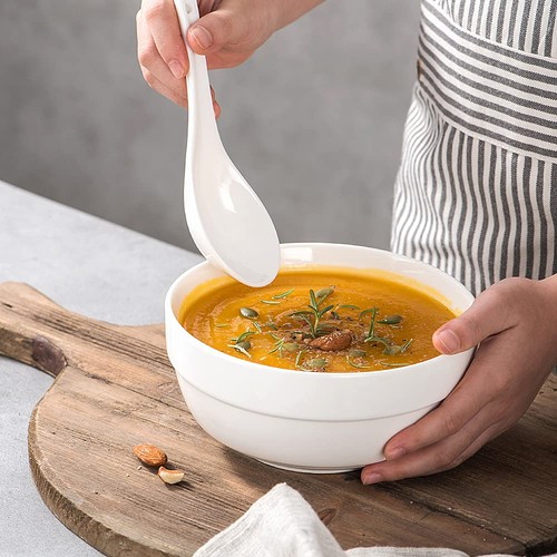 6" Ciotole per Zuppiera in Ceramica, Ciotole per Cereali Set di 6, 24OZ Ciotole Bianche per Cucina, S... - Foto 3 di 7