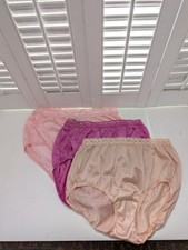 Panties Lot Sheer Nylon Brief Granny Hanes 6 medium Satin Lace Trim Satin Pink