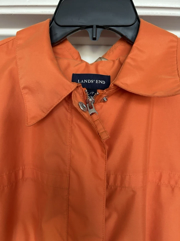 Chaqueta de lluvia Lands End naranja para mujer cremallera completa y capucha frontal extraíble XL Foto 4 de 4