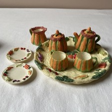 Collectible Miniature Fall "Harvest Corn" Tea Set - Hand Painted 10-Piece 1994