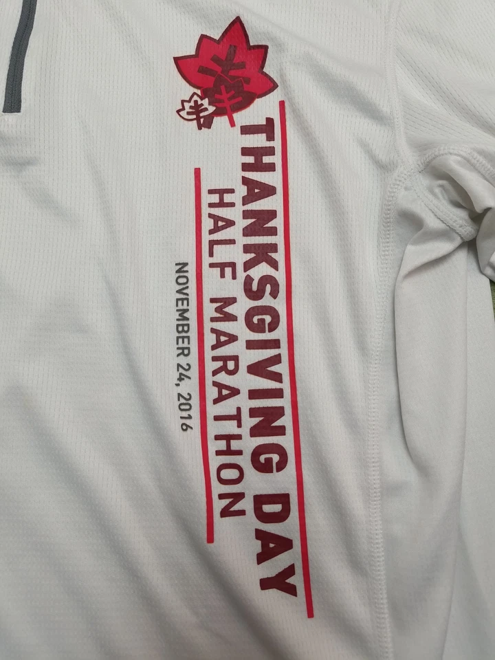 Mizuno Performance Hombres XXL Blanco 1/4 Cremallera Manga Larga Día de Acción de Gracias Maratón Foto 3 de 4