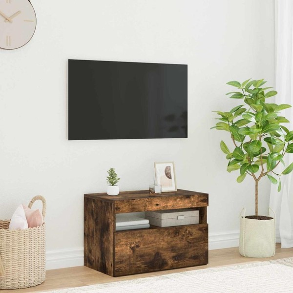 Tv-Schrank Mit Led-Leuchten RäUchereiche 60X35X40 Cm-image