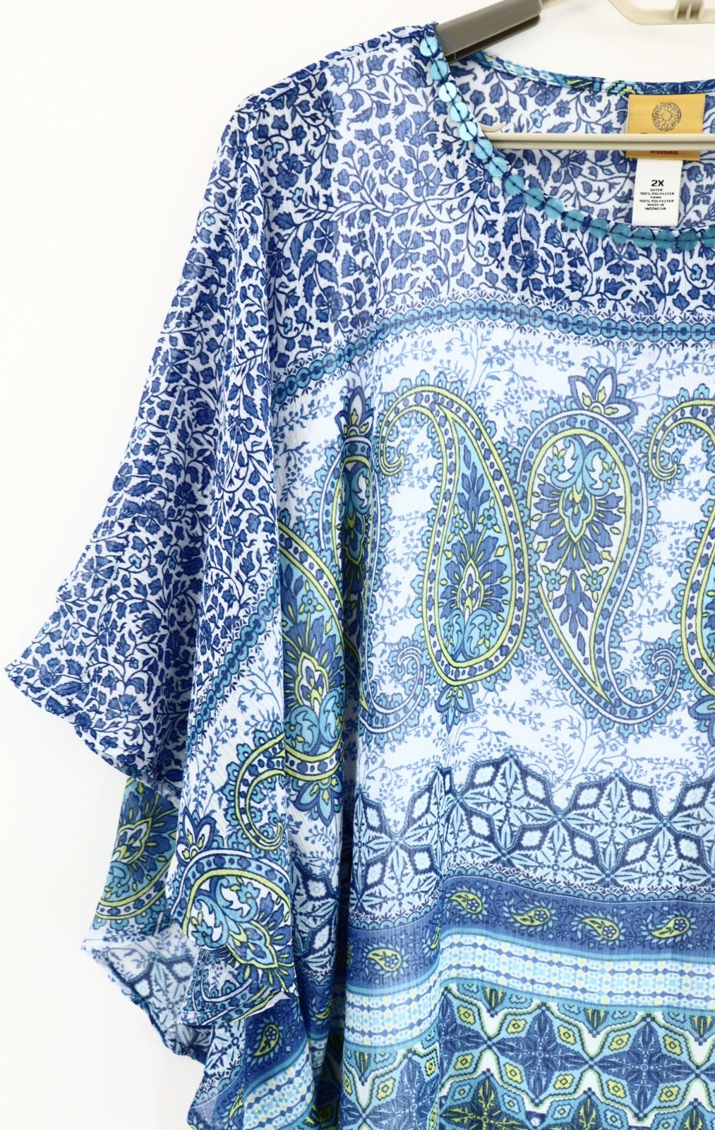 RUBY RD Women's Sheer Polyester Poncho Blouse 3/4… - image 5