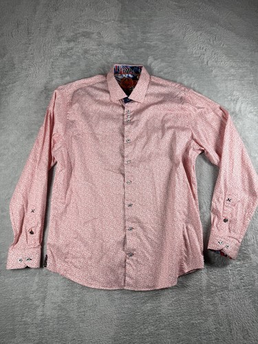 Au Noir Shirt Mens XL Red Flip Cuff Cataway Modern Fit Designer - Picture 2 of 11