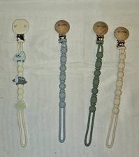 Moonkie Set of 4 Silicone Pacifier Clips / BinkieClips for Baby