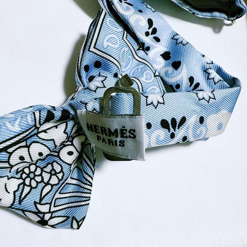 Hermes Noopapillon Blue Unisex Bow Tie 24cm NWT Authentic - Picture 4 of 4