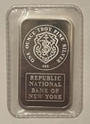 Republic Bank of New York Johnson Matthey 1 Toz 999 Fine Silver Bar Last Example