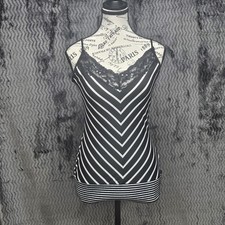 Vtg Rampage Babydoll Tank Top Junior M Striped Lace Trim Cami Y2K  Whimsigoth