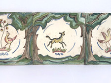 3 x Vintage Packard & Ord Hand Painted 6" Tiles - 1 Signed by Rosalind Ord