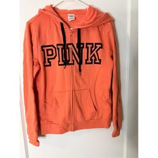 Victoria's Secret PINK Full Zip Hoodie 2000's Y2K Black Logo Sweatshirt M