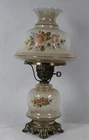 Vintage Hurricane GWTW Gone With The Wind Lamp Floral Milk Glass Shade 21" Tall