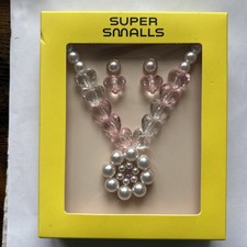 Super Smalls Pink White Pearl Necklace and Earrings Jewelry Set for Girls age 3