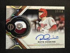 2021 Topps Tribute #AP-RH Rhys Hoskins Autograph Auto Patch Relic /50 Phillies