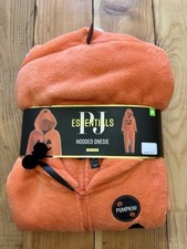 Hooded Onepiece Plush Pajamas Halloween Pumpkin Sz Medium unisex