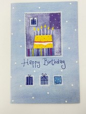 Fantus Paper Modern Happy Birthday Card Gifts Cake Made in USA Greeting