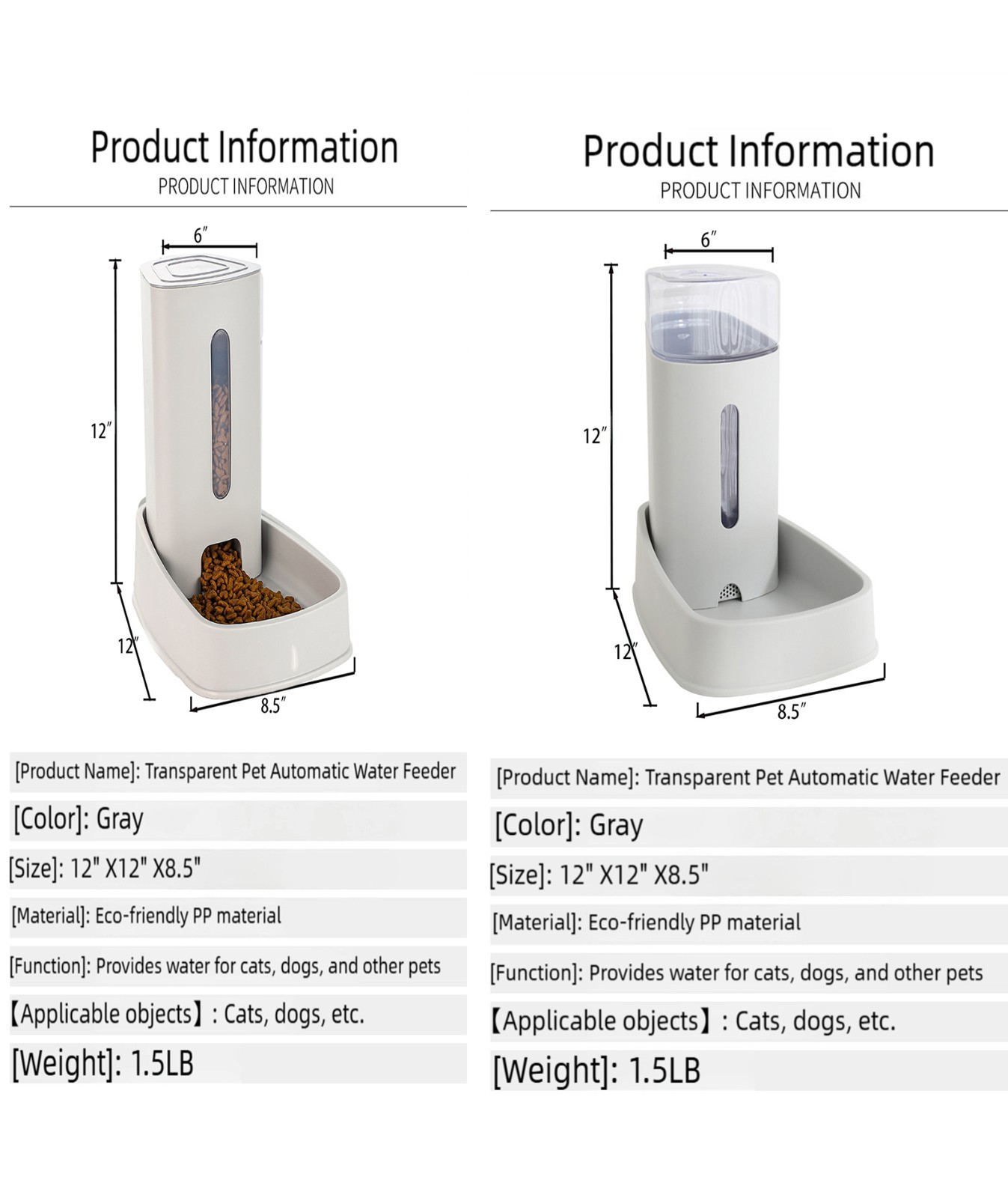 Automatic Dog Cat Feeder and  Water Dispenser Dog Cat Food Bowl and Water Bowl
