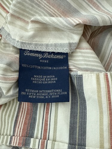 TOMMY BAHAMA King Set 2 Pillowcases 20 X 36 Inch Cotton Stripe Gray Green Orange - Picture 2 of 9