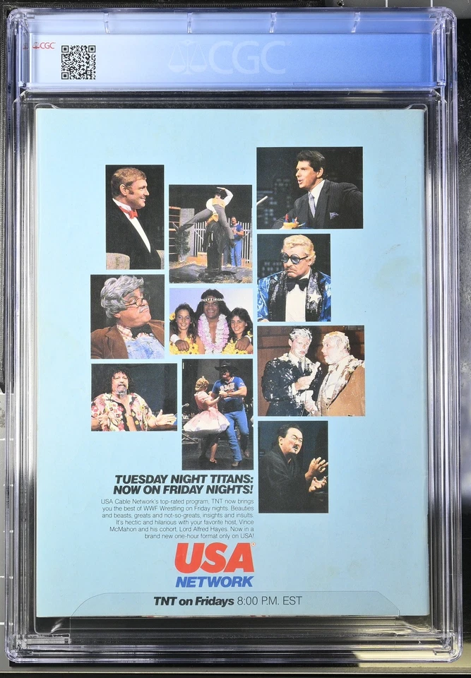 Revista WWF 1985 Titan Sports CGC 6.0 grado WWE lucha libre Piper Shiek Lauper Foto 2 de 4