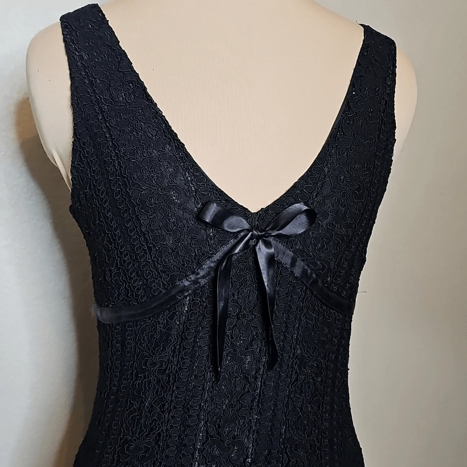 Vestido pequeño vintage Y2K Ralph Lauren de encaje negro sin mangas Foto 2 de 4