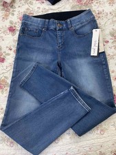 Tribal Jeans Jegging Blue Denim Medium Wash Solid 5-Pocket Zip Button Women