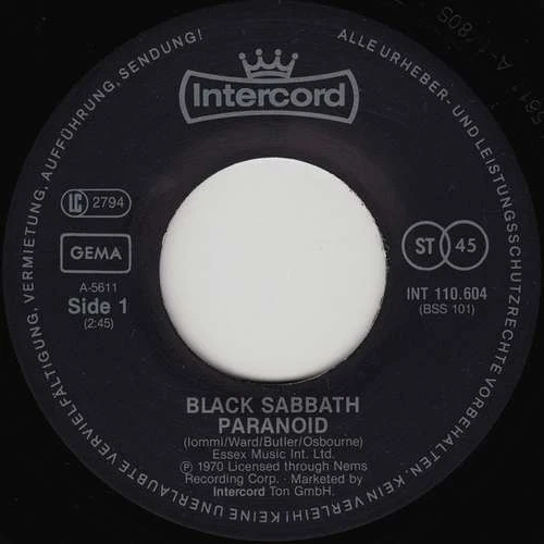 Black Sabbath - Paranoid 7" Single RE Vinyl Rock Heavy Metal 011 - Bild 3 von 4