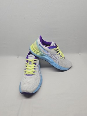 Asics Women's Gel-Excite 8 running Shoes White Purple Yellow Size 8.5 EUC