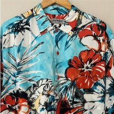 Jams World Shirt Mens Large Los Flores Short Sleeve Hawaiian Button Up Vintage