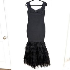 Fashion Nova Charline Tulle Bandage Gown Stretchy Fitted Mermaid Black Size M