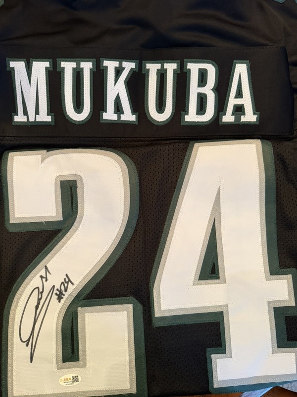 Andrew Mukuba Philadelphia Eagles Autographed Black Pro Cut Football Jersey COA