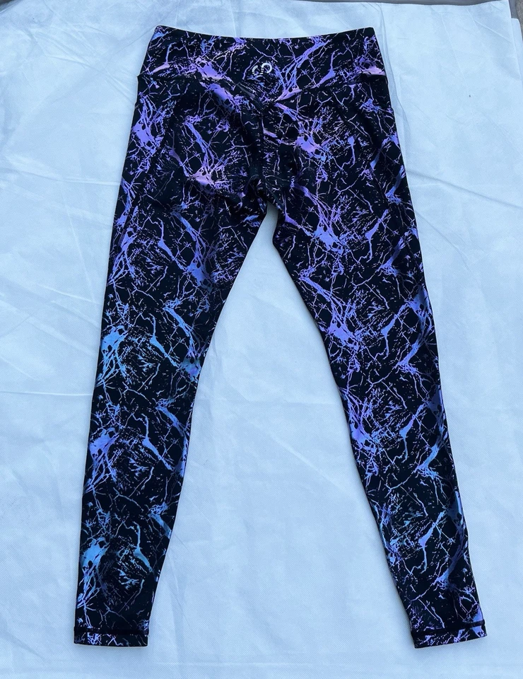 Botas de Combate Curves N Azul/Púrpura Tie Dye Brillantes Leggings Talla-M Con Bolsillo Foto 2 de 4